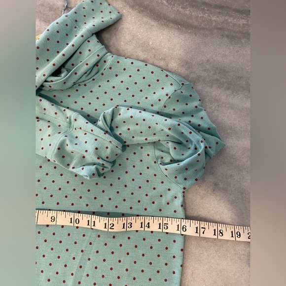 L.L. Bean Size XS Blue Red Polka Dot Long Sleeve Pullover Turtleneck Top Stretch - Picture 9 of 10